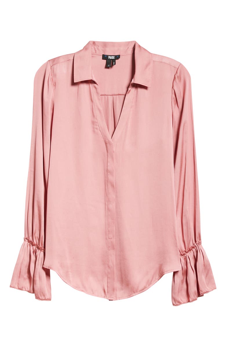 PAIGE Abriana Satin Blouse, Alternate, color, Lipstick Pink