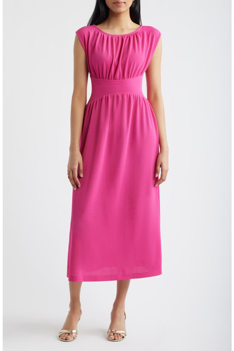 Pebble Shirred Midi Dress, Main, color, VIBRANT PINK