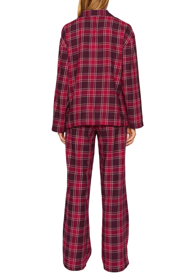 Flannel Long Pajamas, Alternate, color, OXFORD CHECK HOLLY RED