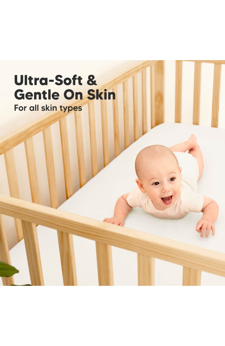 KeaBabies 2-Pack Isla [Protect+] Waterproof Crib Sheets, Alternate, color, Soft White