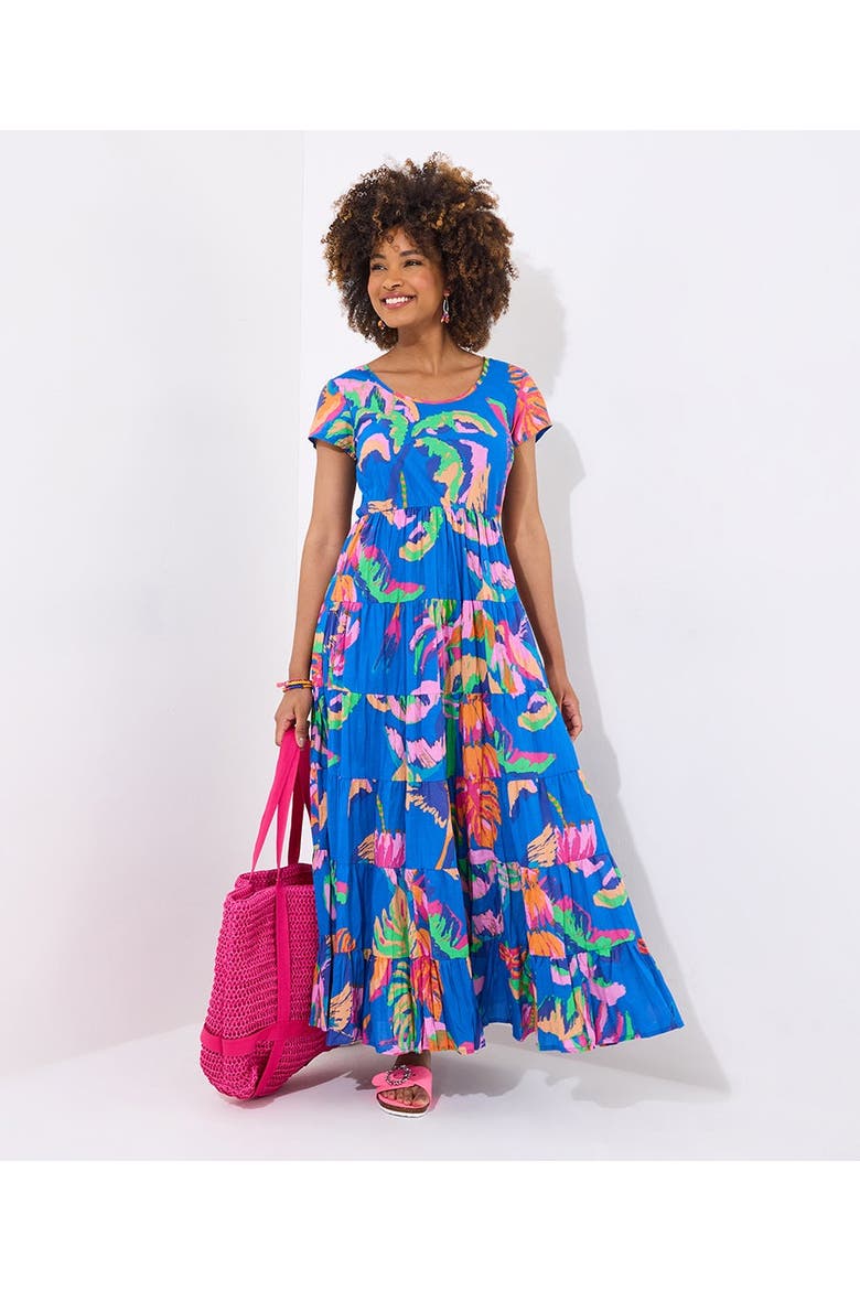 Cotton Maxi Dress, Main, color, MEGA PALM TREES