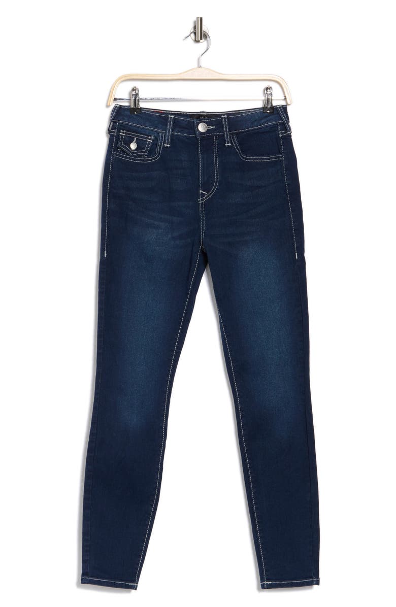 True Religion Halle High Waist Flap Pocket Skinny Jeans, Alternate, color, Dark Avalanche