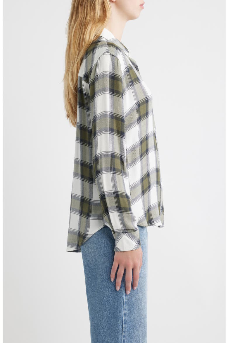 Hunter Plaid Button-Up Shirt, Alternate, color, OLIVE IVORY