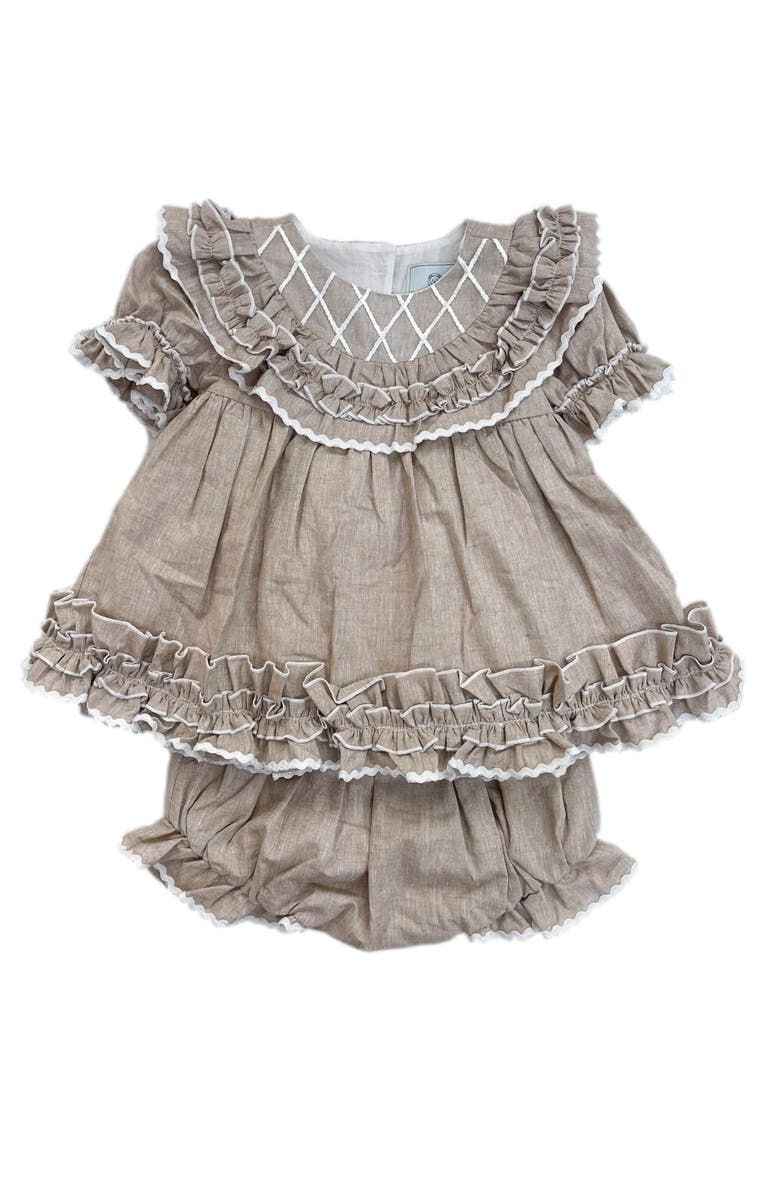 Petite Maison Kids Ashlyn Linen Top and Shorts Set, Main, color, Beige