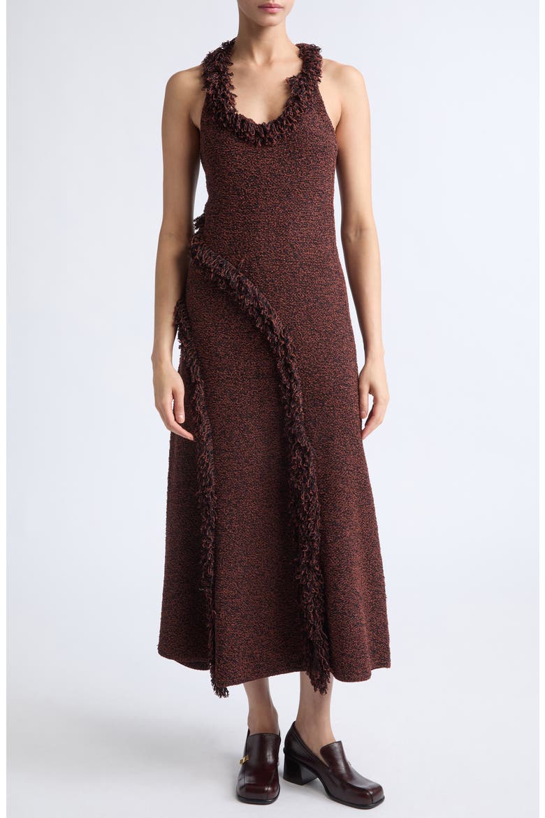Nilo Fringe Jacquard Sweater Dress, Main, color, BLACK/ COPPER