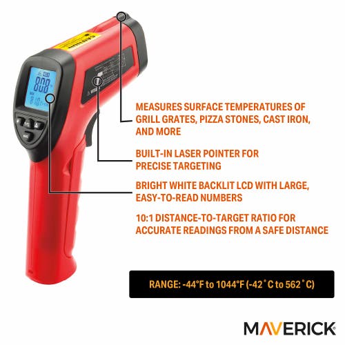 Maverick Infrared Bbq Surface Thermometer In Red