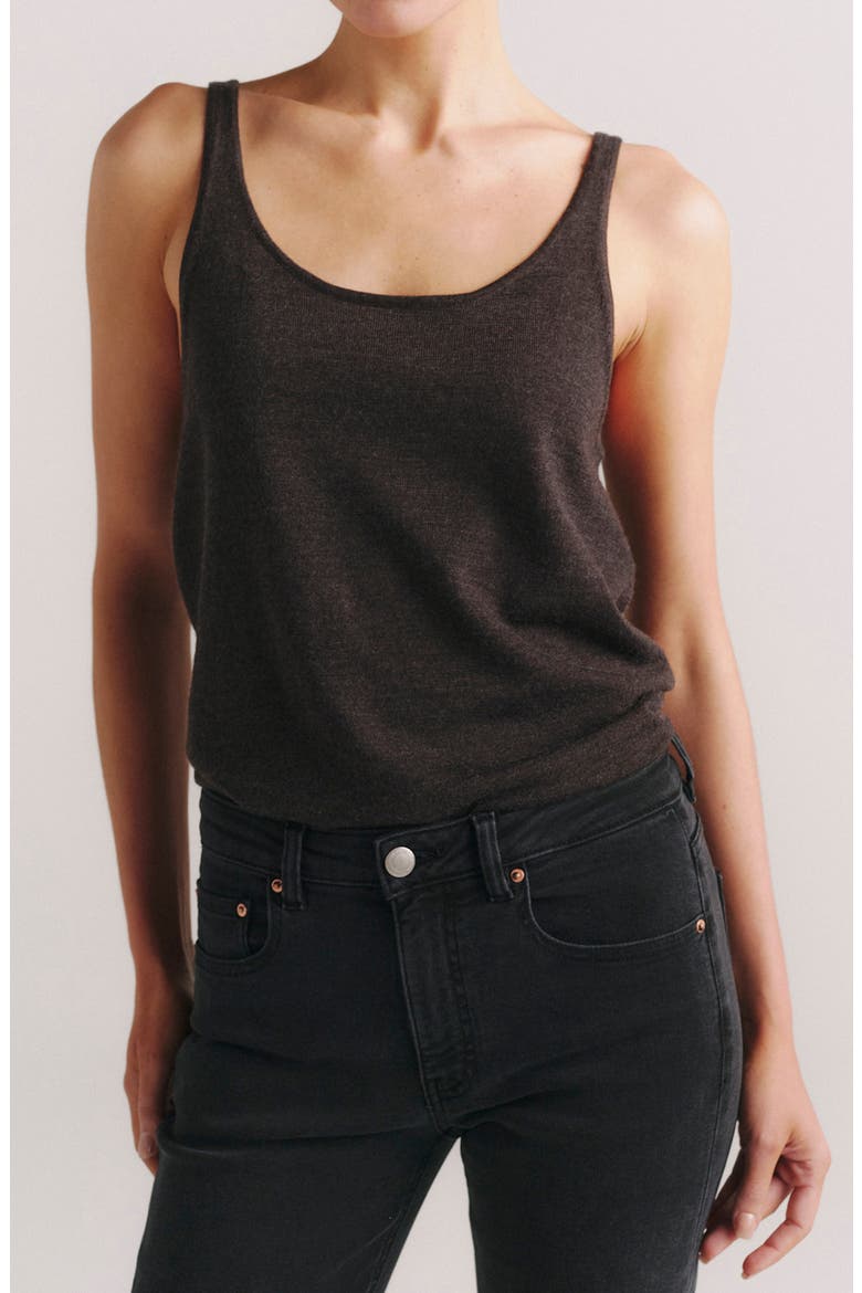 Scoop Neck Merino Wool Knit Tank, Main, color, COAL