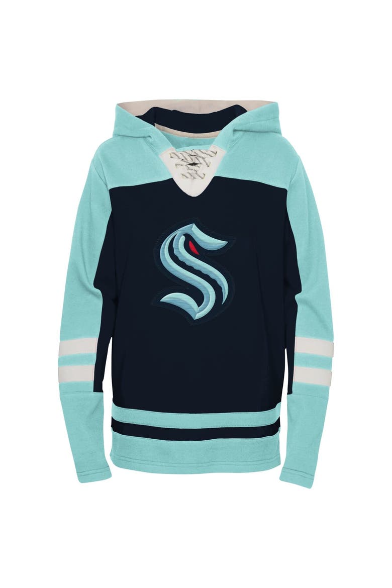 Preschool Navy Seattle Kraken Ageless Revisited Lace-Up V-Neck Pullover Hoodie, Alternate, color, Navy