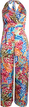 SUGARLIPS Floral Magic Moment Satin Halter Jumpsuit