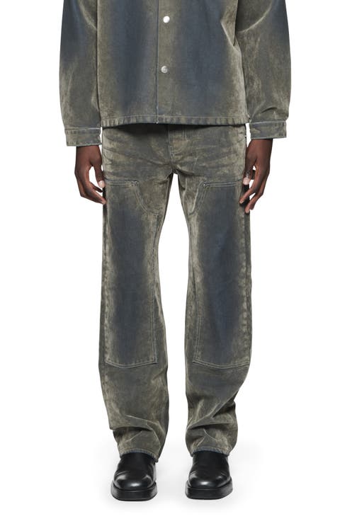 Flocked Carpenter Straight Leg Jeans (Green)