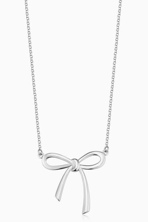 Sterling Silver Wrap Me Up Bow Pendant Necklace