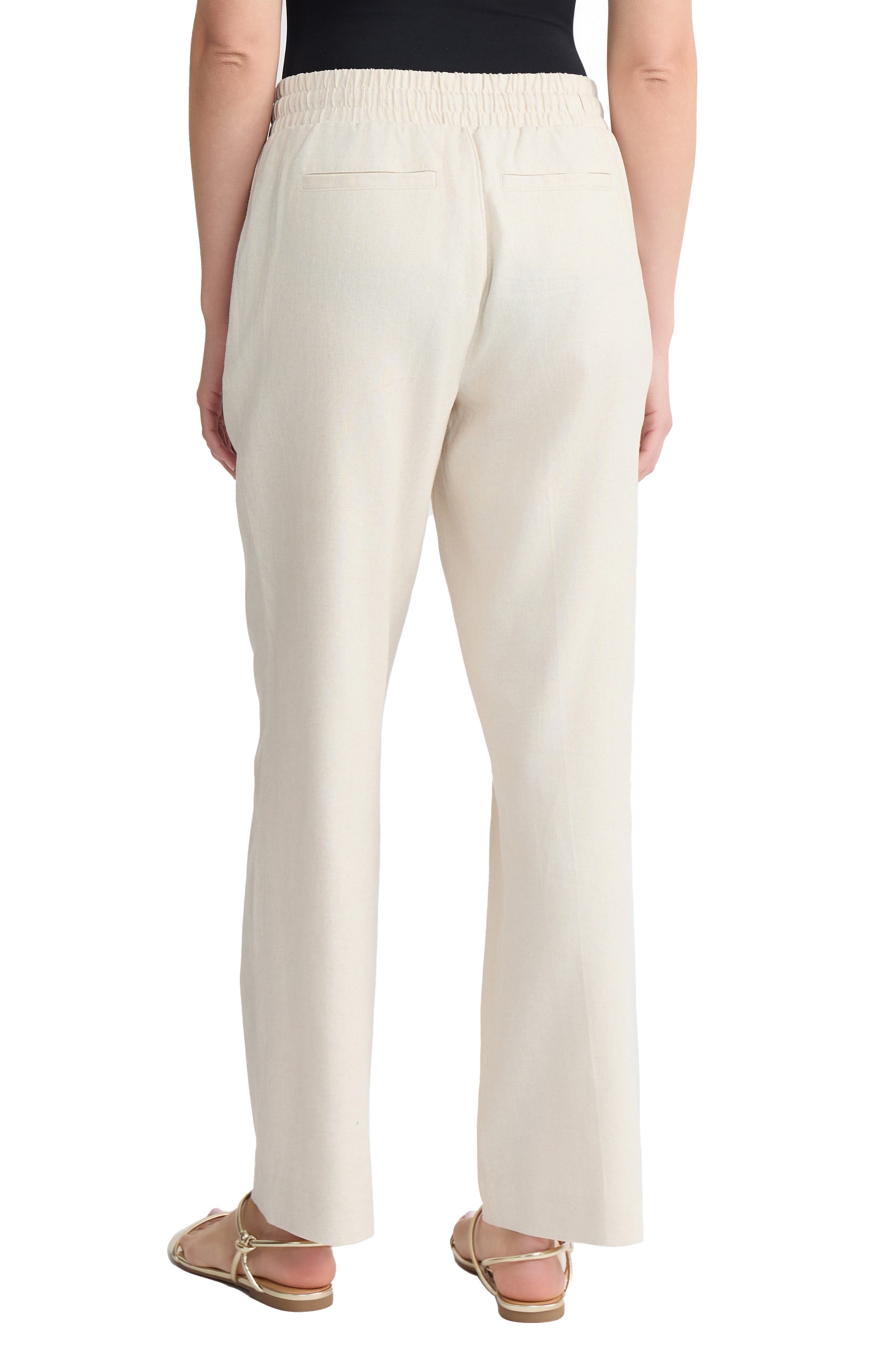 Drawstring Waist Linen Blend Pants - image 2