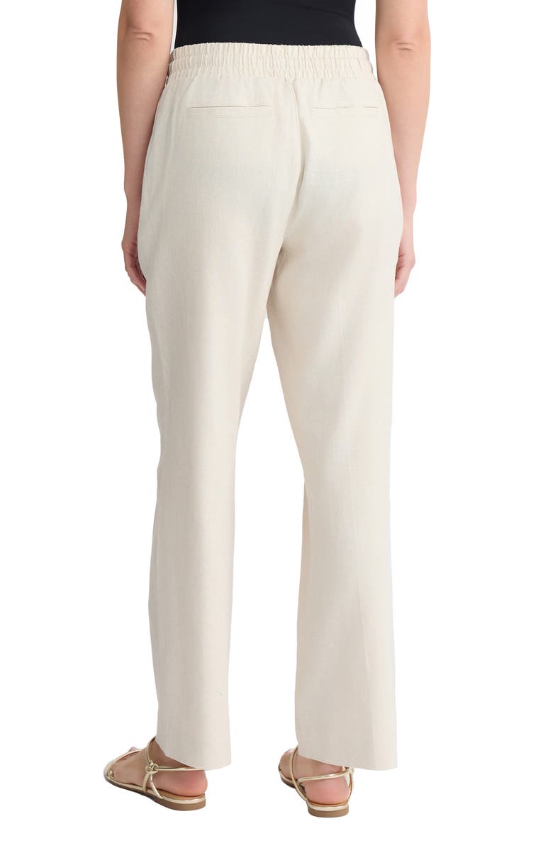 Jones New York Drawstring Waist Linen Blend Pants, Alternate, color, Natural Stone
