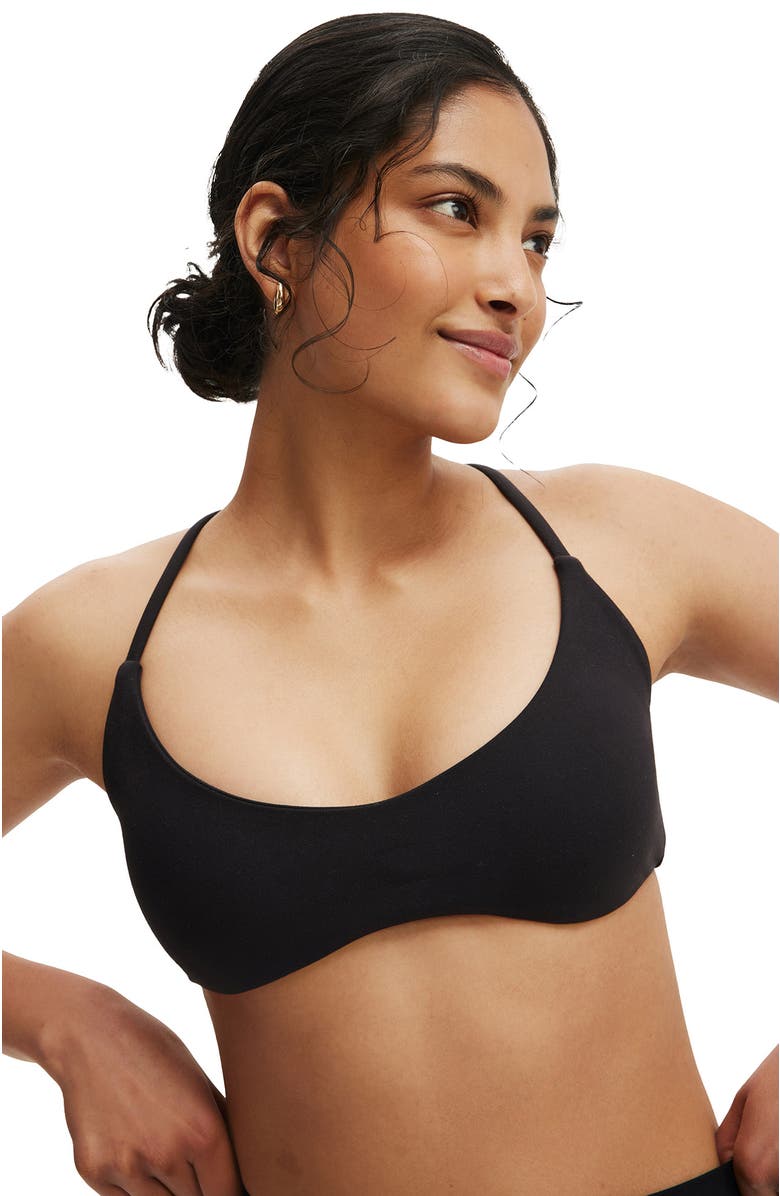 COTTON ON BODY Women's Active Ultra Soft Minimal Strappy Crop, Alternate, color, Black