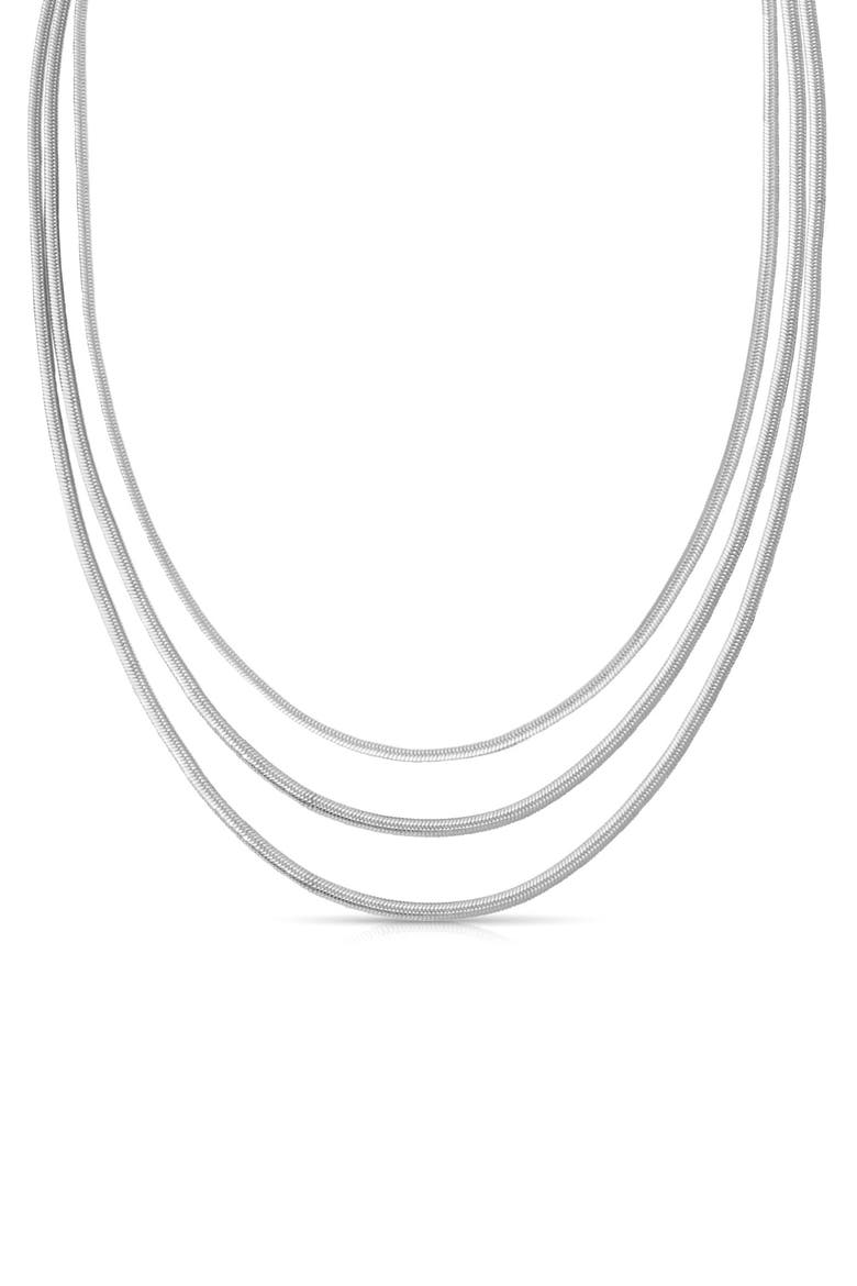 Triple Layered Snake Chain Necklace, Alternate, color, SILVER