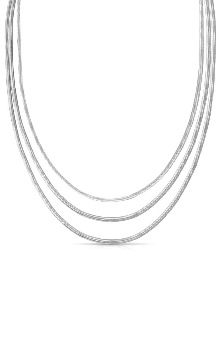 Ettika Triple Layered Snake Chain Necklace, Alternate, color, Silver
