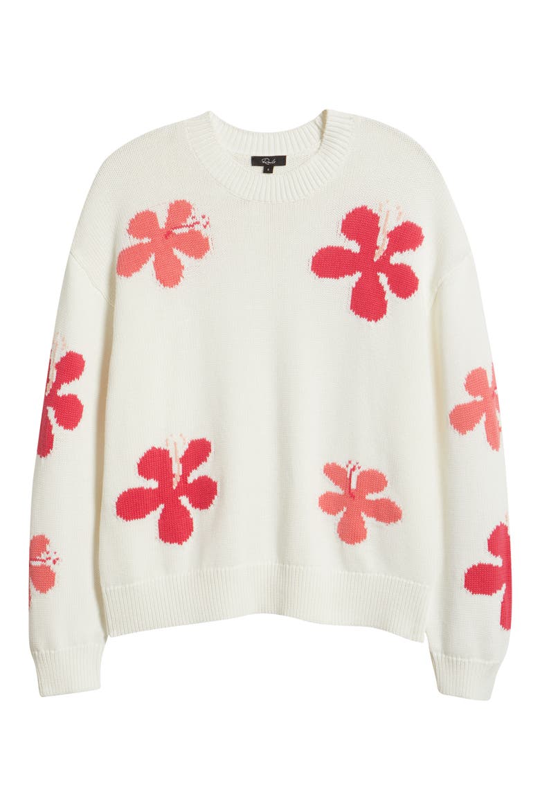Zoey Floral Intarsia Cotton Sweater, Alternate, color, KAUAI