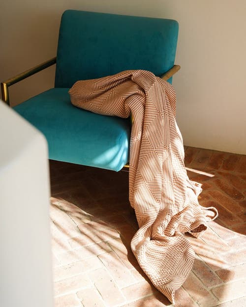 Mungo Throw Cotton Whalebone Blanket In Copper
