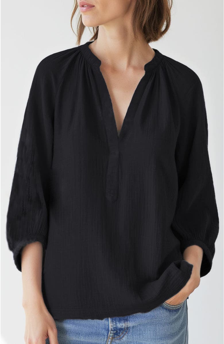 ocean+main Gauze Top, Alternate, color, Black