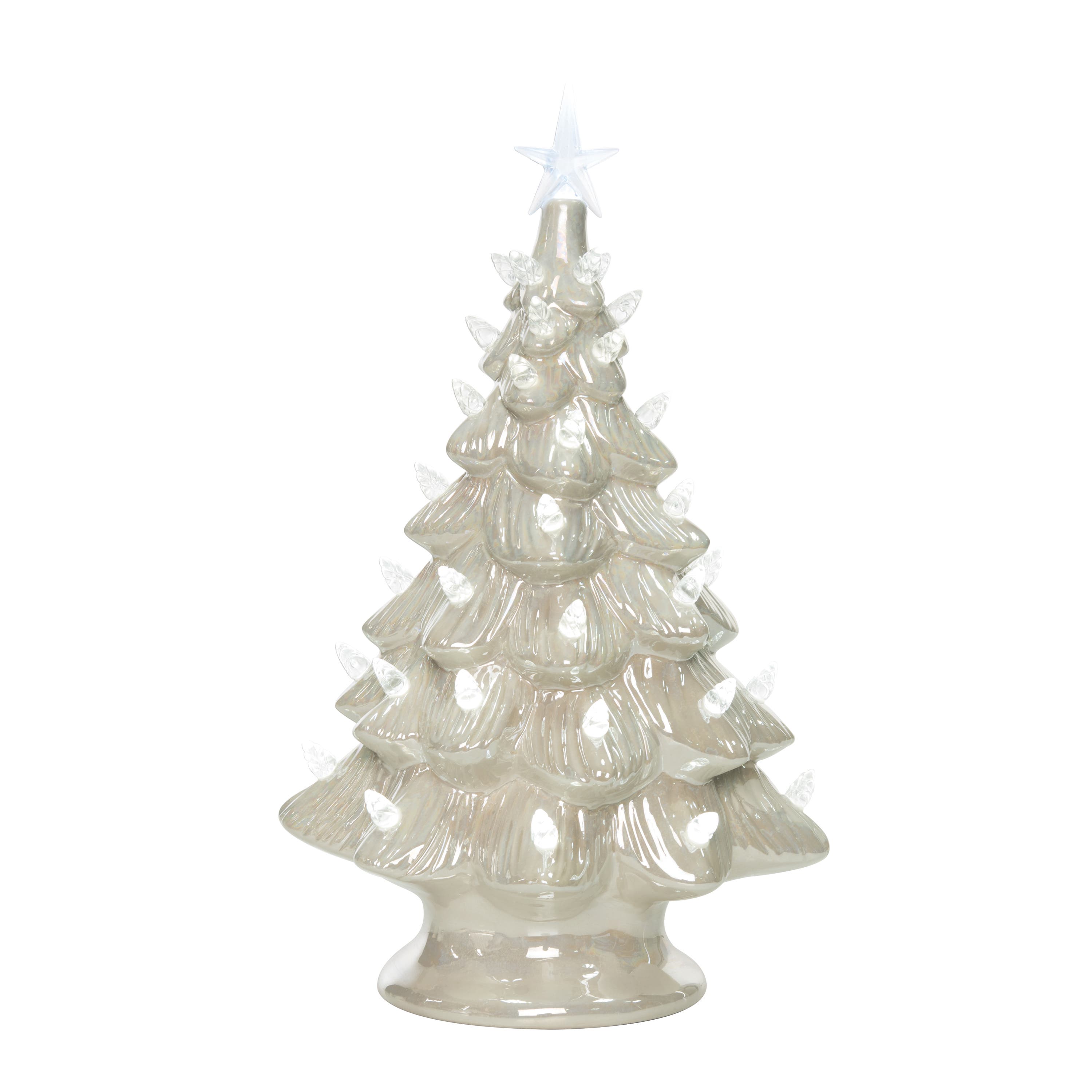 Transpac White Holiday Tree With Pearlescent Glaze In Sand