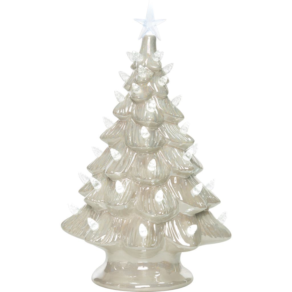 Transpac White Holiday Tree With Pearlescent Glaze In Sand