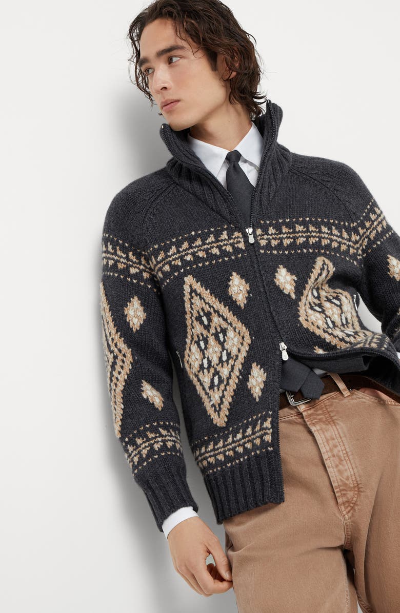 Brunello Cucinelli Cashmere Jacquard cardigan, Alternate, color,