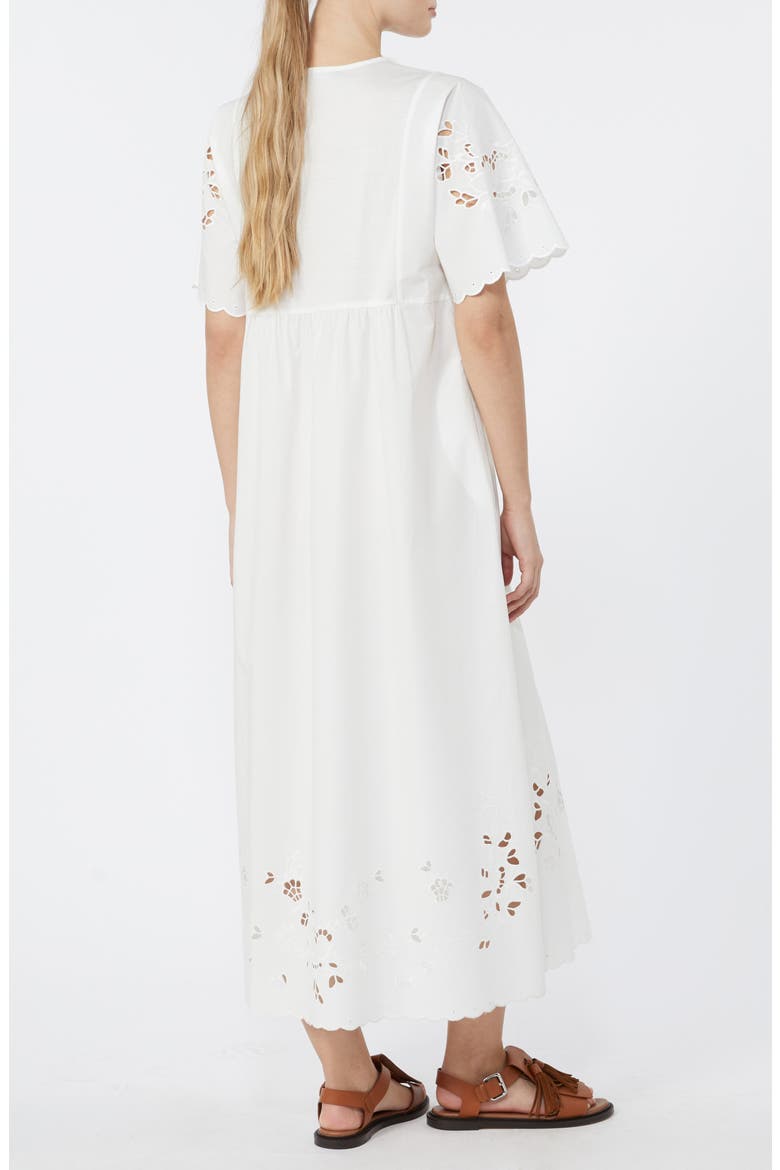 Tartufo Scalloped Eyelet Cotton Poplin Dress, Alternate, color, WHITE