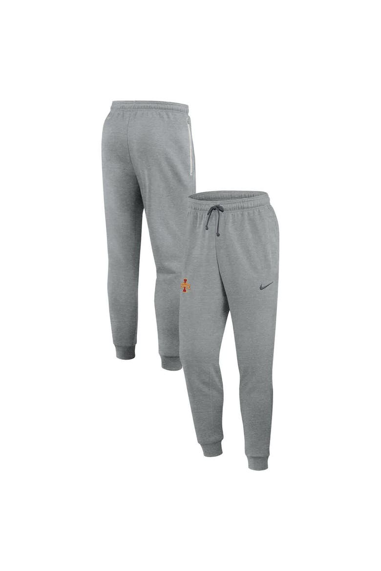 Men's Nike Heather Gray Iowa State Cyclones Basketball Practice Dri-FIT Taper Sweatpants, Main, color, Heather Gray