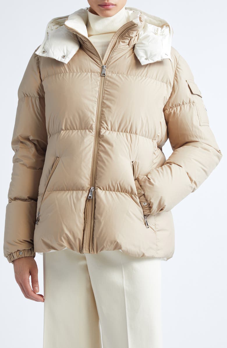 Moncler Fourmines Water Repellent Down Jacket, Main, color, Beige Sand