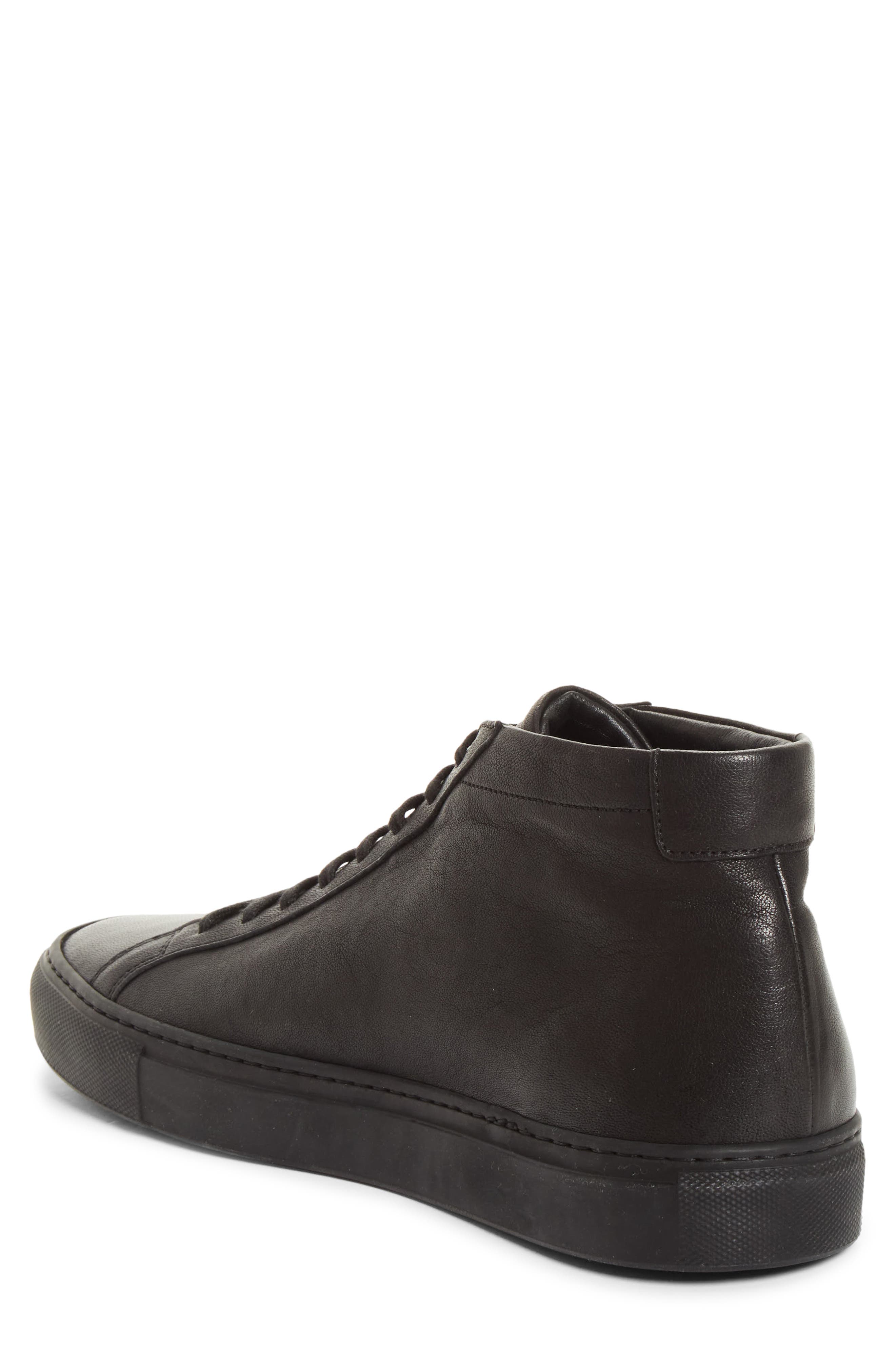 Achilles Mid Premium Leather Sneaker, Alternate, color, BLACK