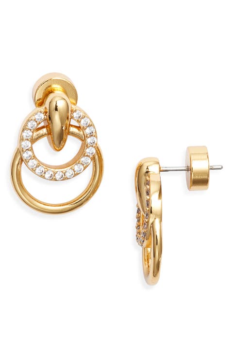 Cubic Zirconia Doorknocker Earrings