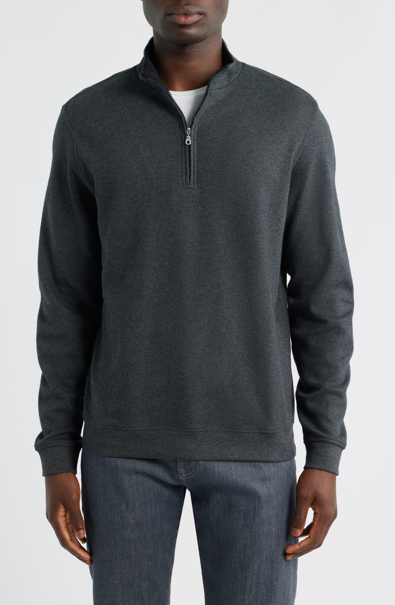 Scott Barber Pima Cotton Interlock Quarter Zip Pullover, Main, color, Charcoal Heather