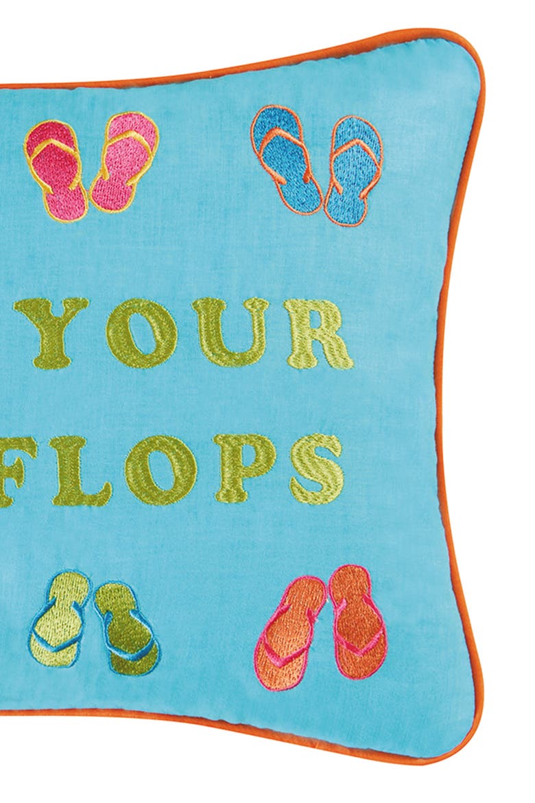 "Wipe Your Flip Flops" Cotton Blend Mini Accent Pillow 12" x 16, Alternate, color, Blue