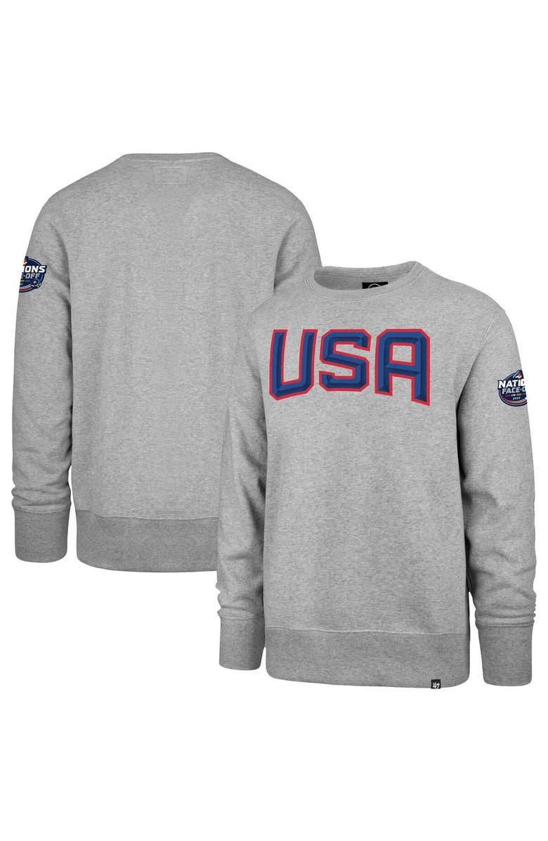 '47 Men's '47  Heather Gray USA 2025 4 Nations Face-Off Headline Sweatshirt, Alternate, color, 