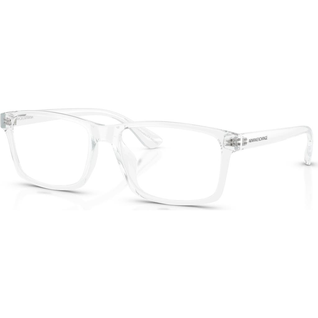 Armani Exchange 56mm Rectangle Optical Glasses In White