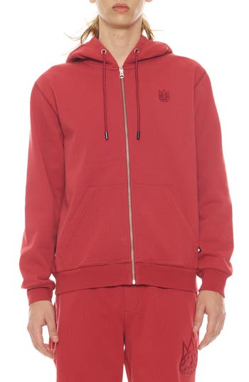 Cult Of Individuality Logo Zip-up Hoodie In Garnet
