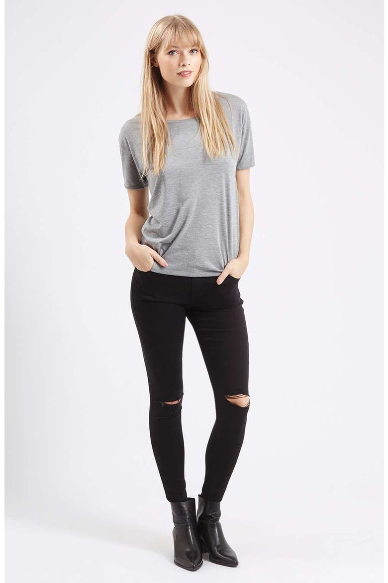 Moto Leigh Ripped Skinny Jeans, Alternate, color, BLACK
