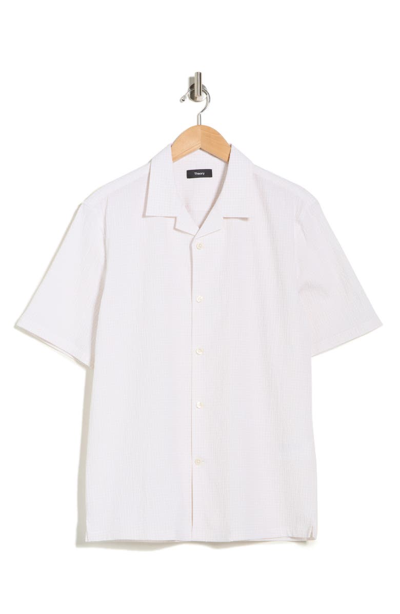 Theory Daze Stretch Cotton Camp Shirt, Main, color, Sand/White