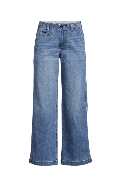 LANDS' END LANDS' END MID RISE DENIM WIDE LEG ANKLE JEANS