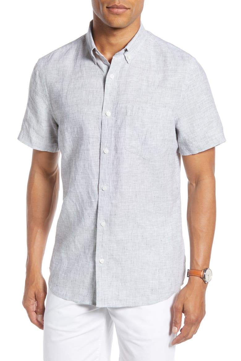 Linen Slim Fit Shirt, Main, color, GREY MAGNET