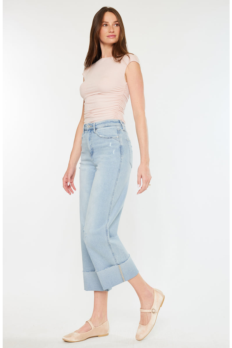 Sully 90's Cropped Wide Leg Jeans, Alternate, color, Light Wash