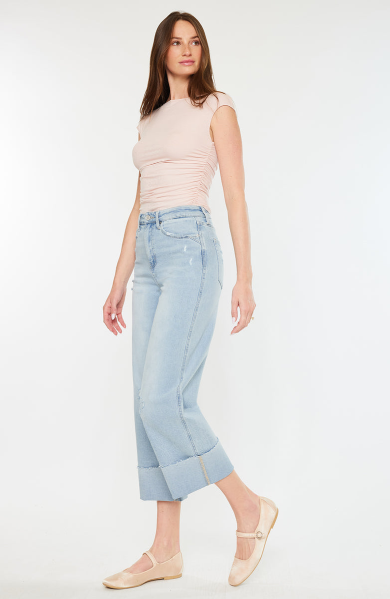 KanCan Sully 90's Cropped Wide Leg Jeans, Alternate, color, Light Wash