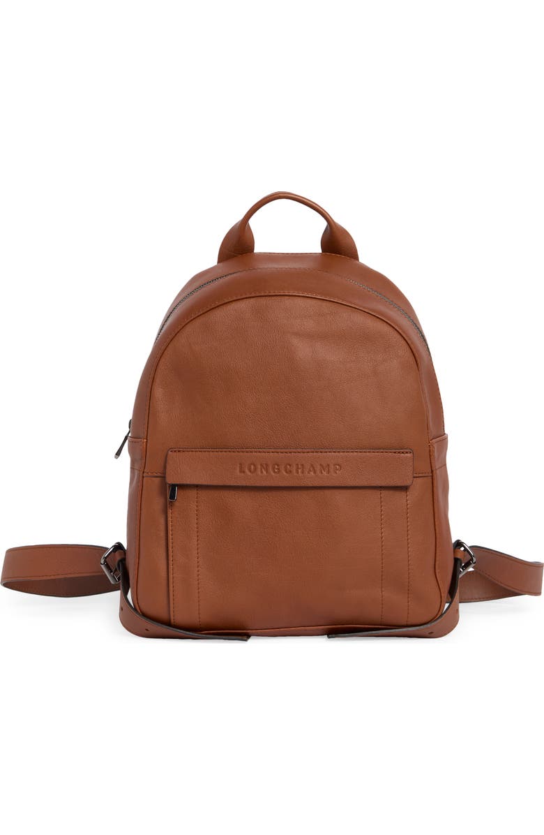 Longchamp Small 3D Leather Backpack, Main, color, Cognac
