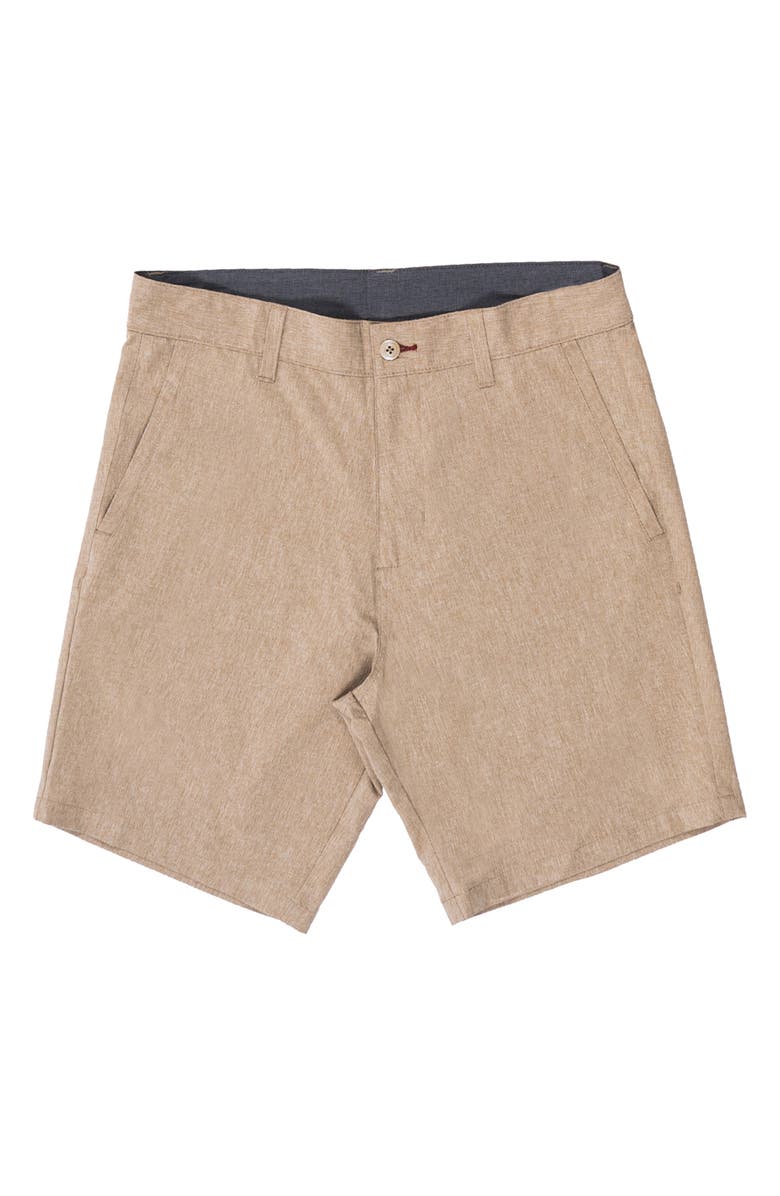 BURNSIDE Hybrid Stretch Shorts, Main, color, Heather Khaki