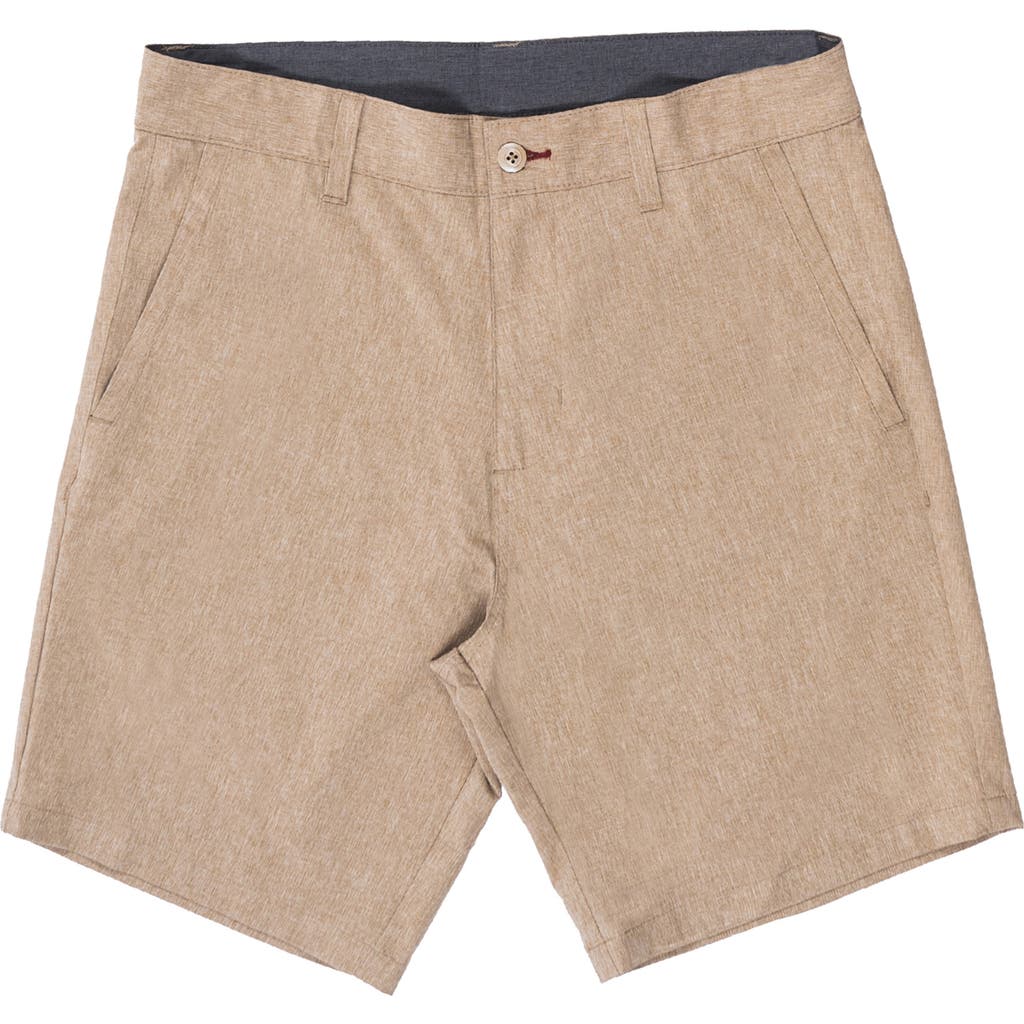 Burnside Hybrid Stretch Shorts In Heather Khaki