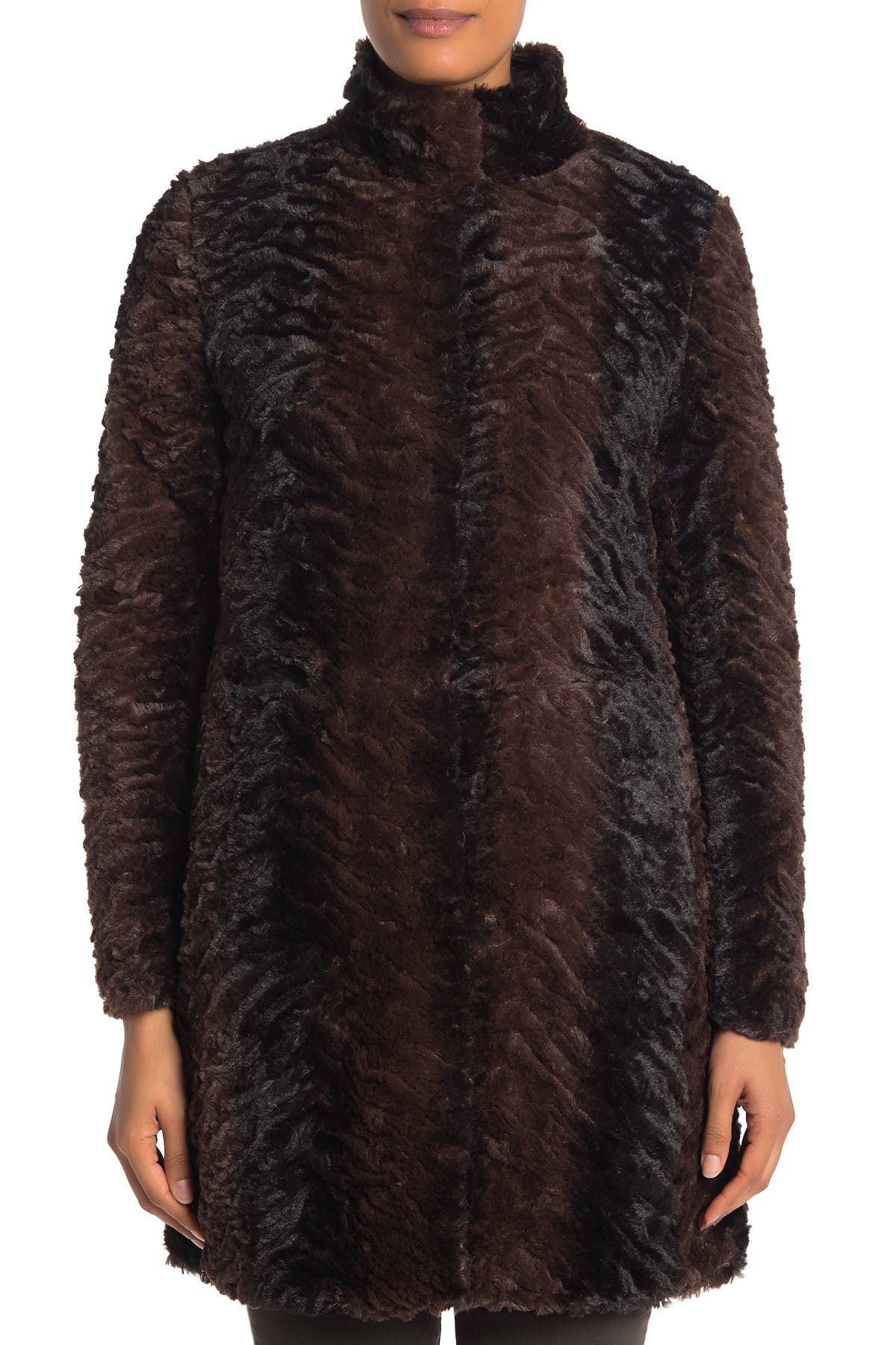 Via Spiga Faux Fur Stand Collar Coat (Women) | Nordstromrack