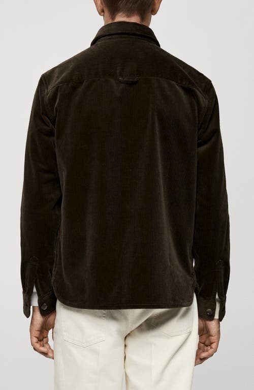 Mango Regular Fit Corduroy Overshirt In Khaki Green