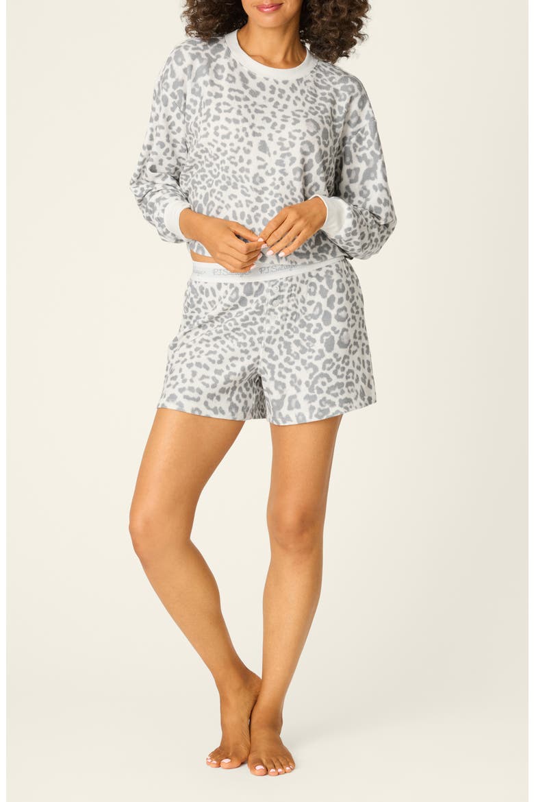 Print Waffle Knit Short Pajamas, Main, color, NATURAL