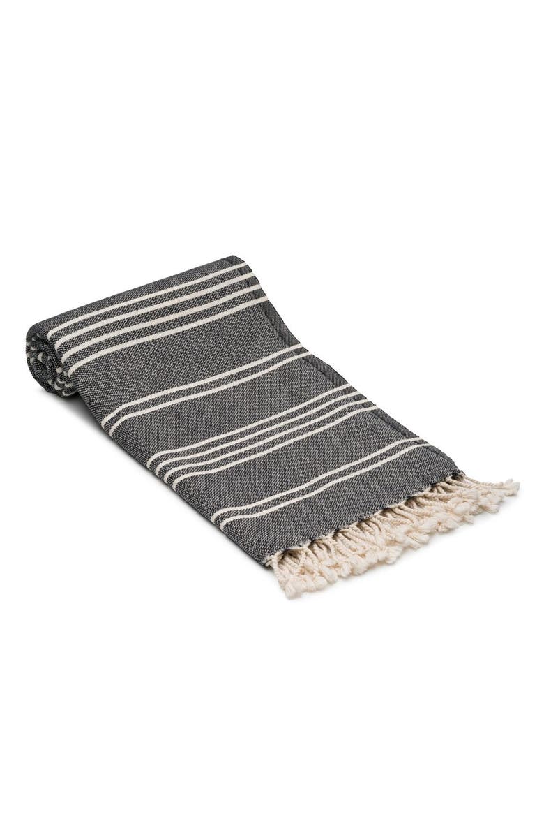 Oliviera Home Essential Stripe Turkish Cotton Bath Towel, Main, color, Black