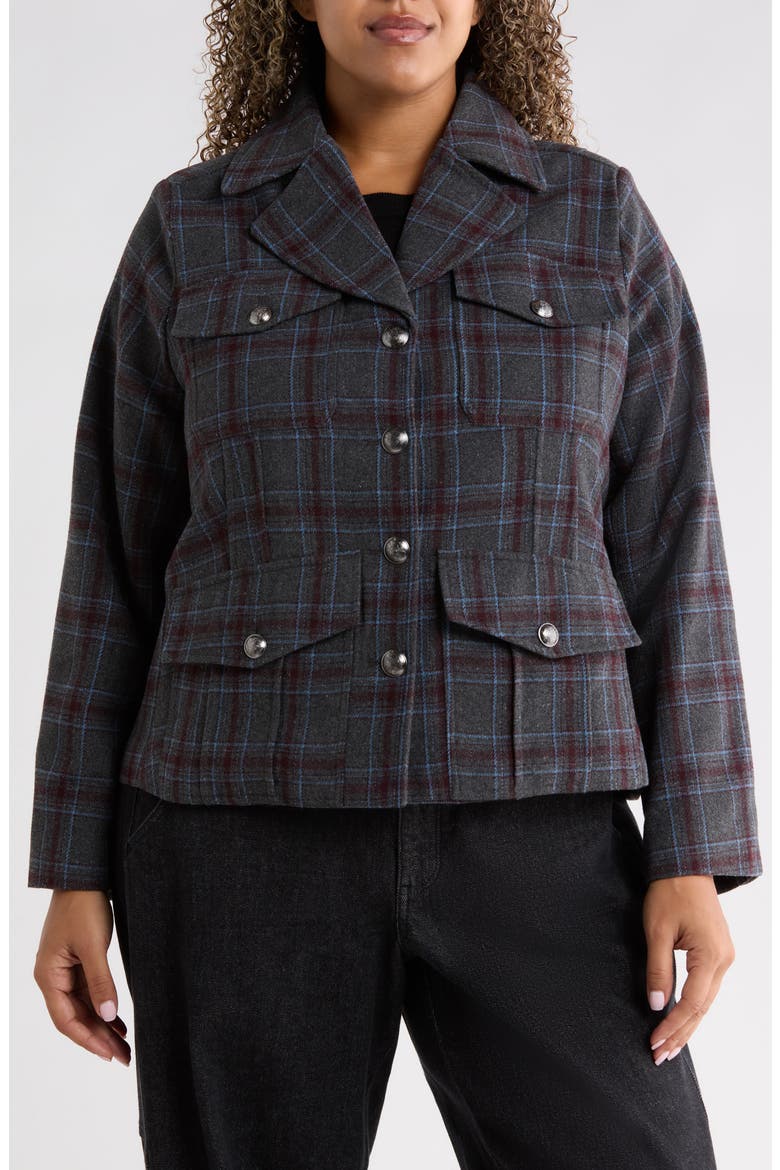 Military Jacket with Oversized Pockets, Alternate, color, STEEL GREY/ SKY BLUE
